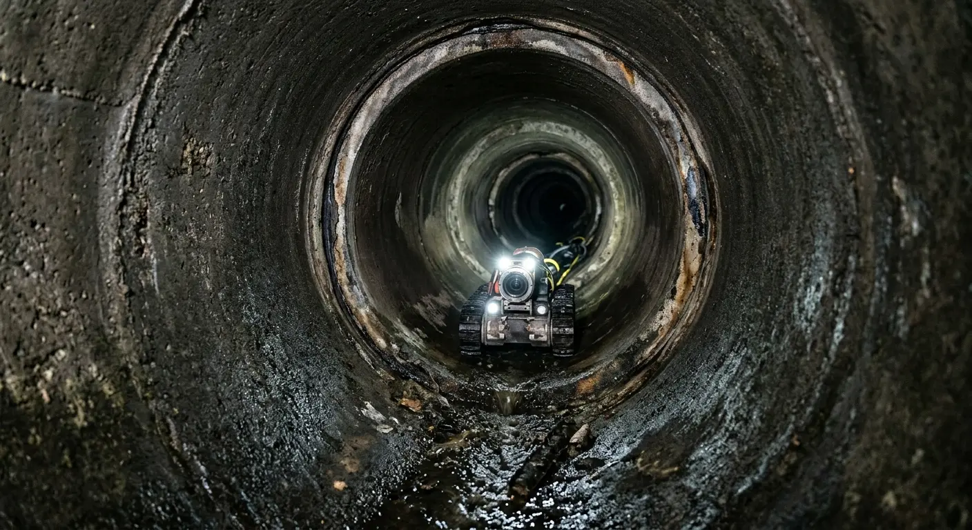 Robotic sewer camera inspecting pipe interior for Drain Snake Service in State College